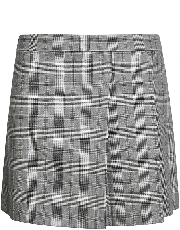 Wool-blend Plaid Lace Mini Skirt