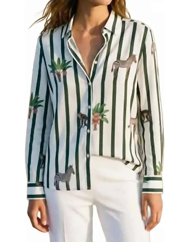 Safari Print Striped Shirt