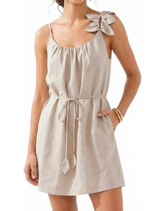 Emilia Flower Petal Linen Mini Dress
