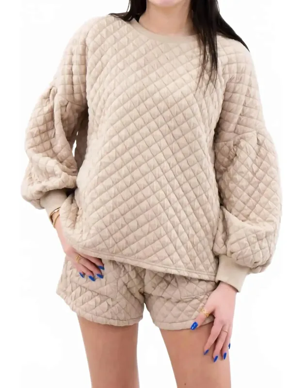 Puff Sleeve Quilted Pullover Top