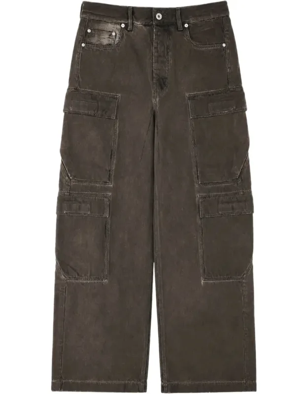 Wide-leg Flap Pocket Denim Cargo Jeans