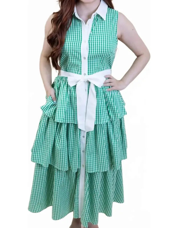 Gingham Tiered Midi Dress
