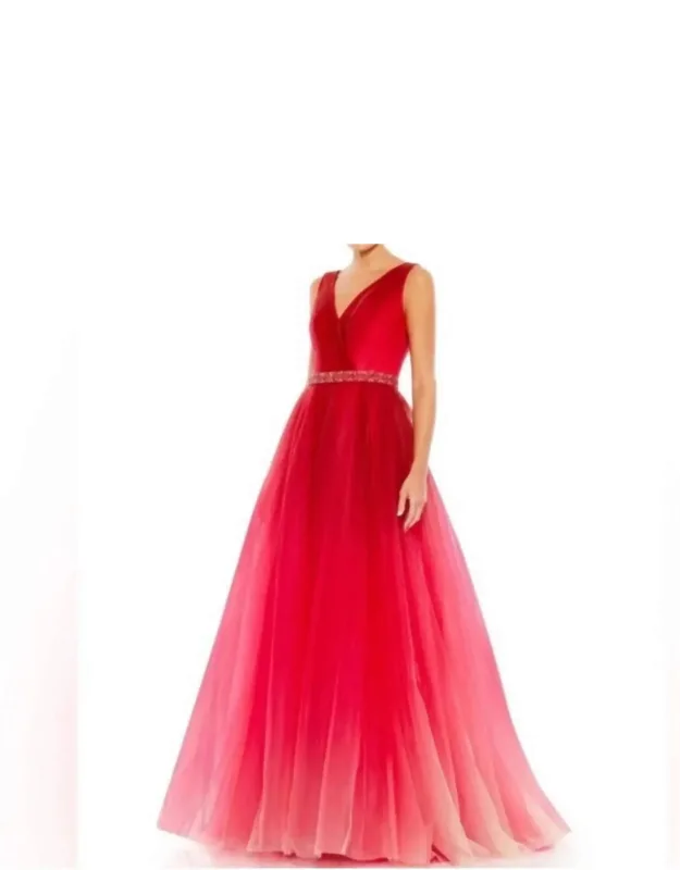 Beaded Belt Wrap Over Sleeveless Ballgown