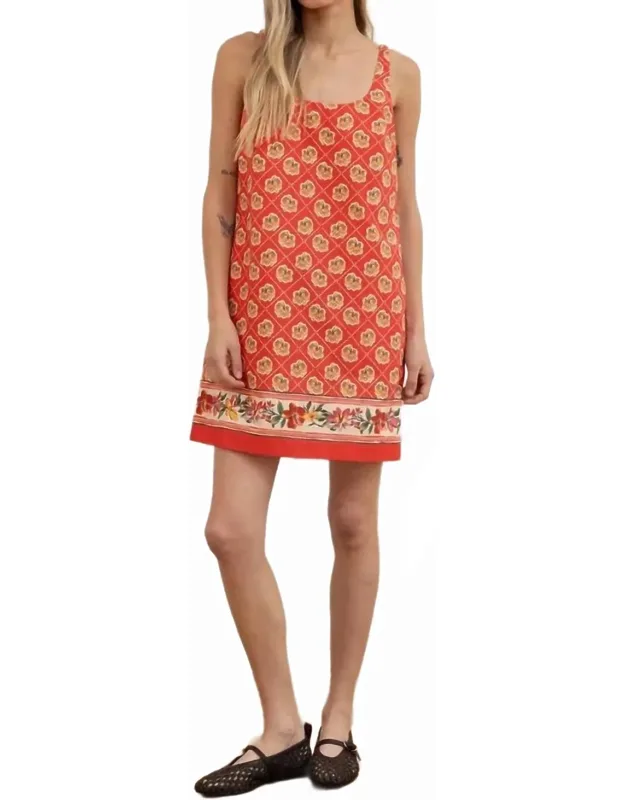Boho Floral Border Mini Dress