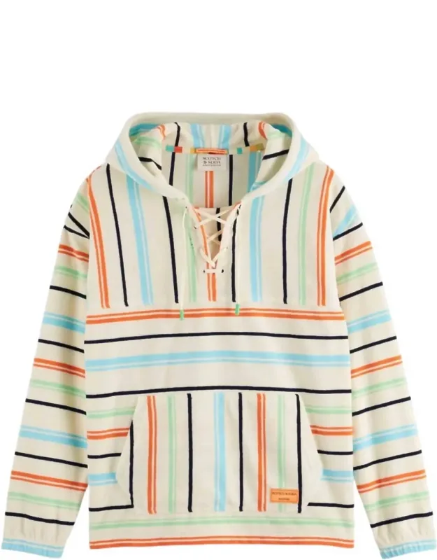 Towelling Striped Hoodie