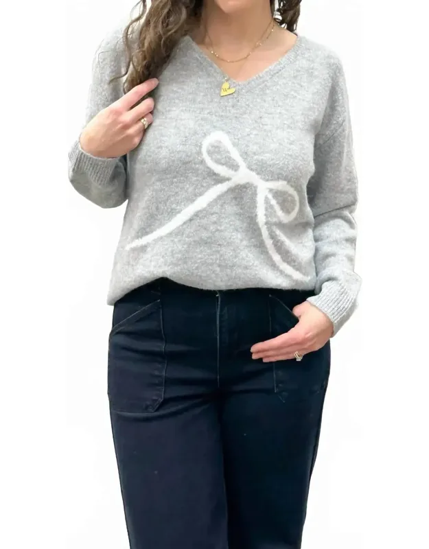 V Neck Bow Sweater