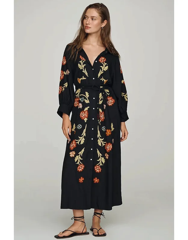 Embroidered Midi Dress