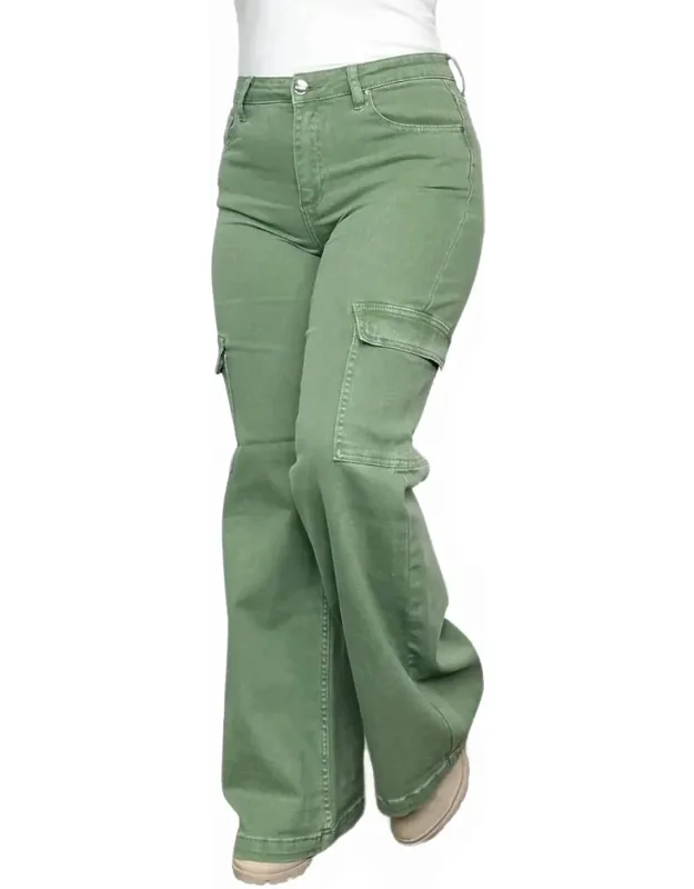 High-rise Wide Leg Cargo Jeans