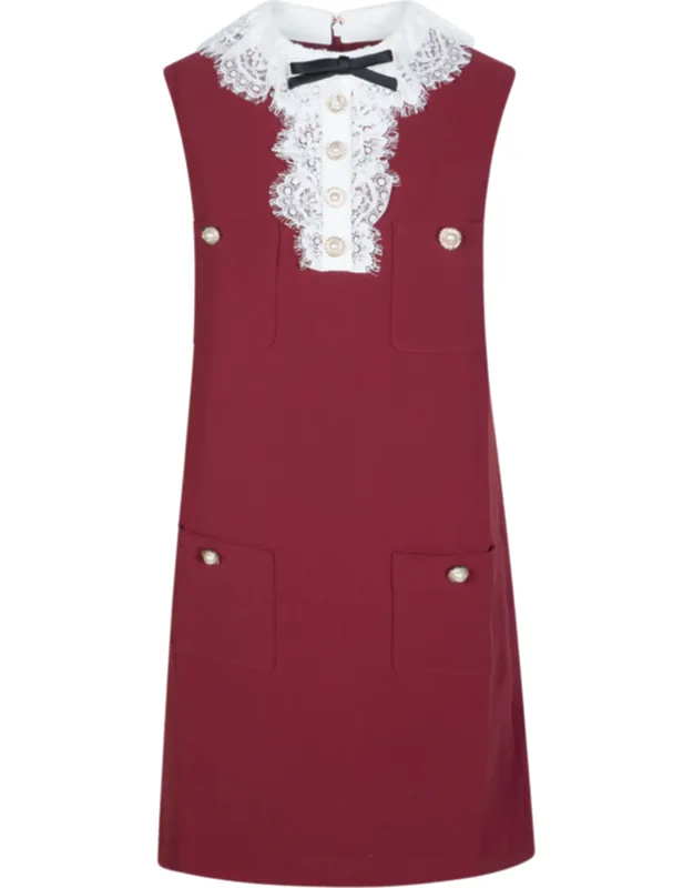 Lace Collar Crepe Mini Dress
