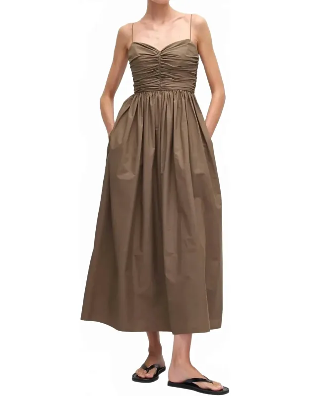 Gathered Bodice Midi Dress