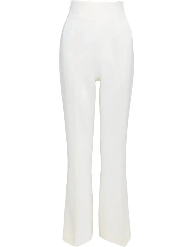 Wool Crepe High Waisted Kick Flared Pants