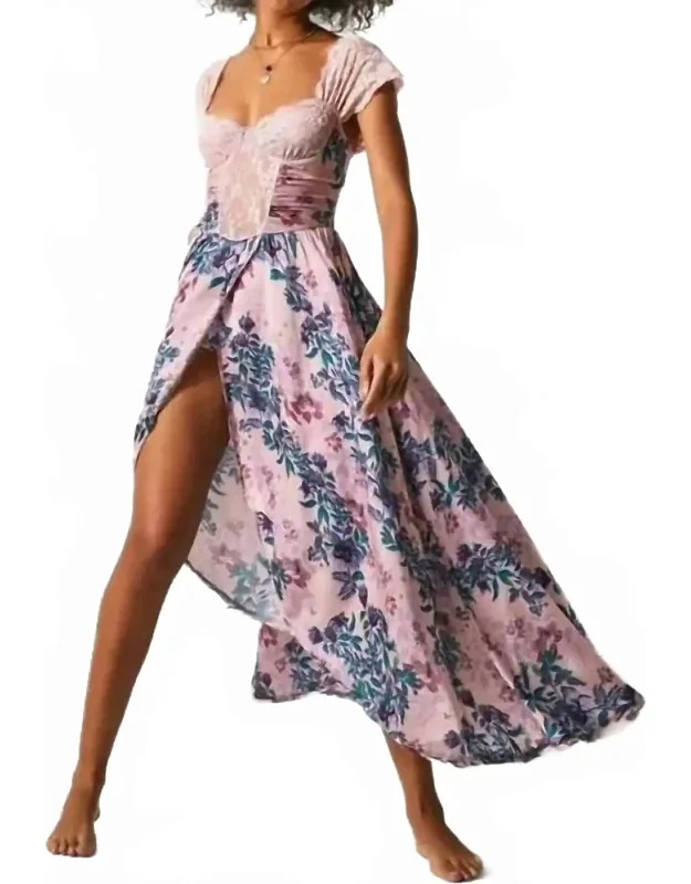 Bad For You Maxi Dress With Floral Pattern And Sweetheart Neckline