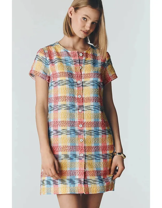 Gingham Buttondown Shift Dress