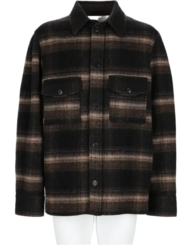Plaid Structured Collar Wool-blend Jacket