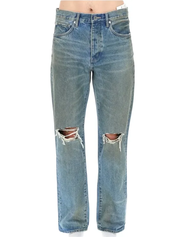 Classic Distressed Straight-leg Jeans