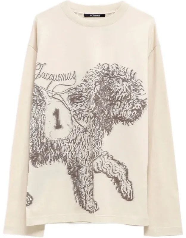 Long-sleeve Dog Print T-shirt