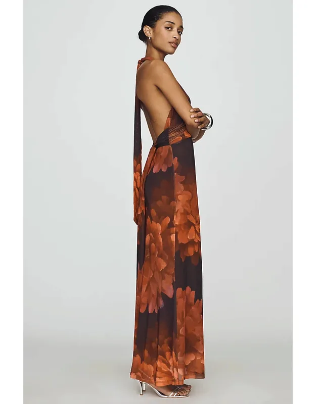 Mesh Halter Maxi Dress