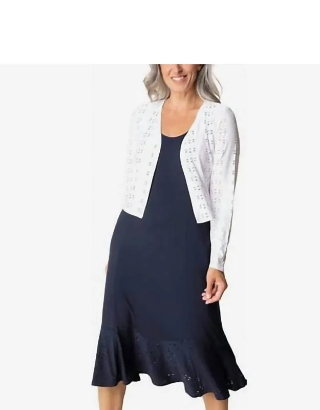 Eyelet Blooms Open Front Jacket