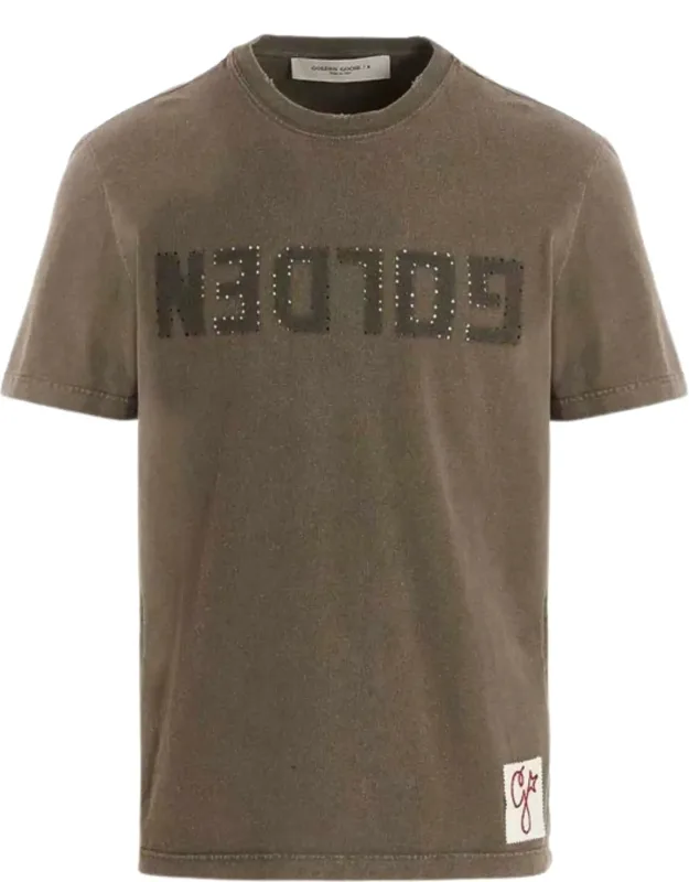 Crew Neck Studded Print T-shirt