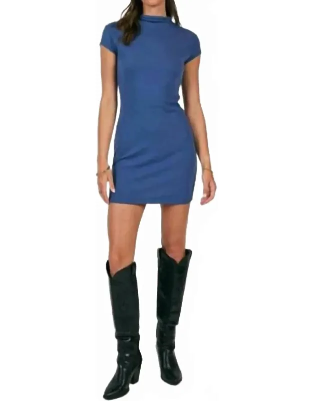 Personal Growth Ribbed Mock Neck Dress