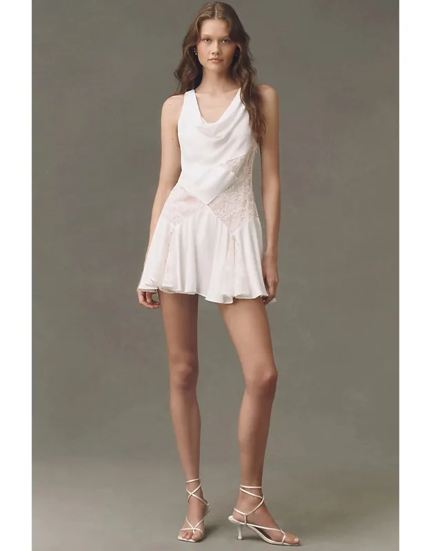 Lace Cowl-neck Mini Dress