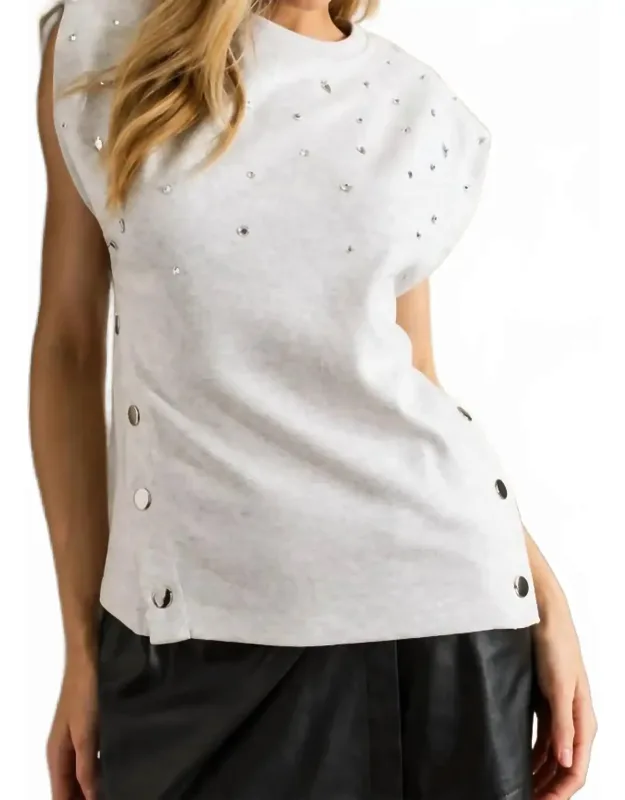 Snap Front Jeweled Top