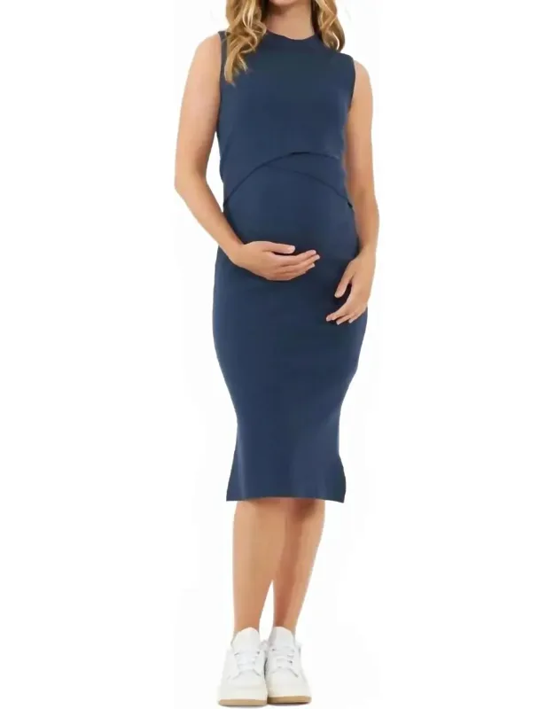 Layered Knit Nursing Dress