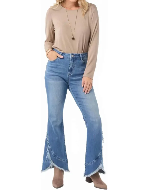 Bambu Soft Flare Jeans With Crossover Fringe