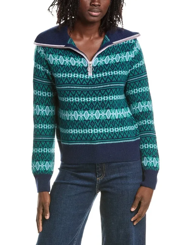 Asher Fairisle 1/4-zip Cashmere Sweater