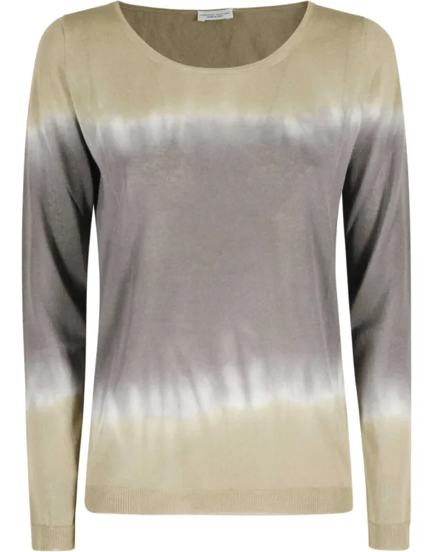 Tie-dye Ribbed Trim Crewneck Sweater