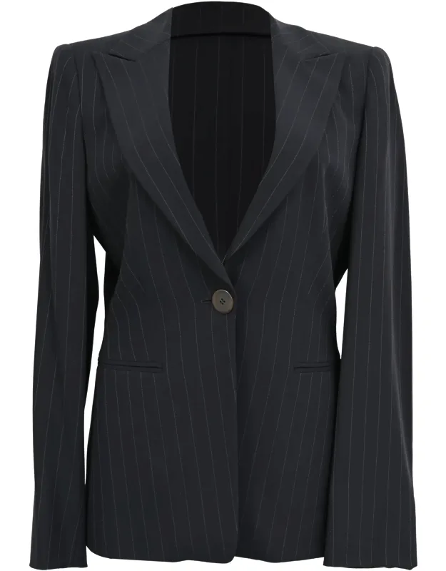 Pinstripe Single-breasted Blazer In Wool