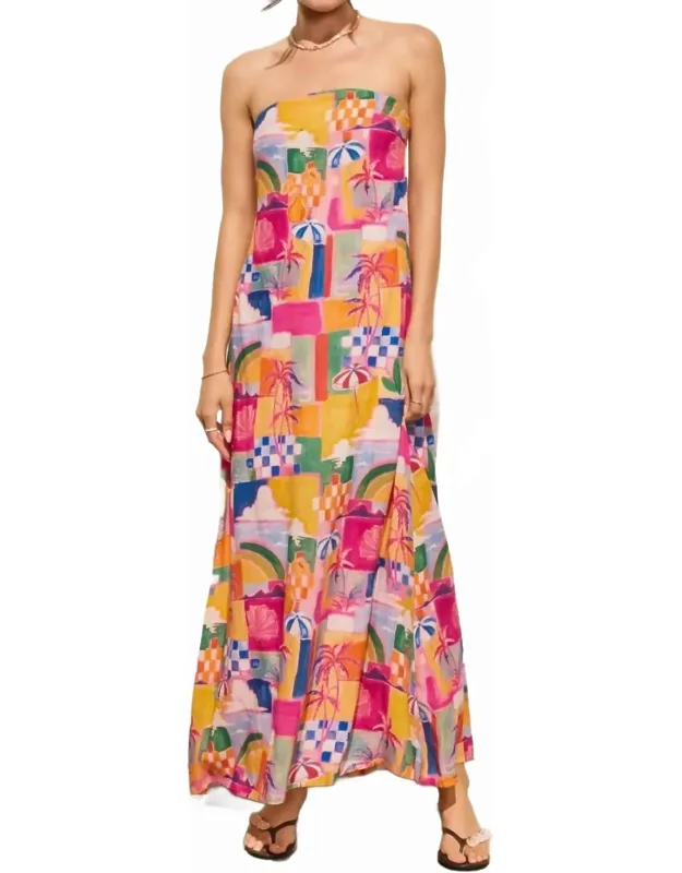 Strapless Tie Back Maxi Dress