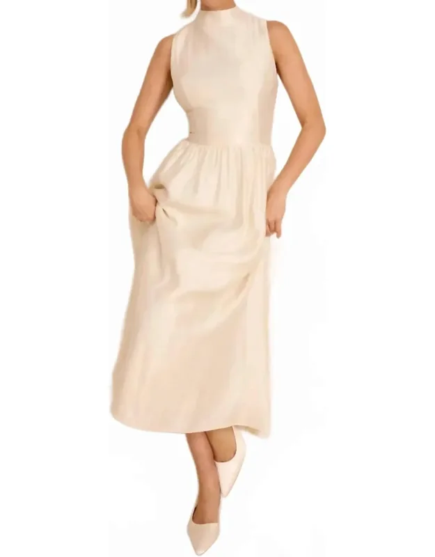 Rivia Mock Neck Cutout Midi Dress