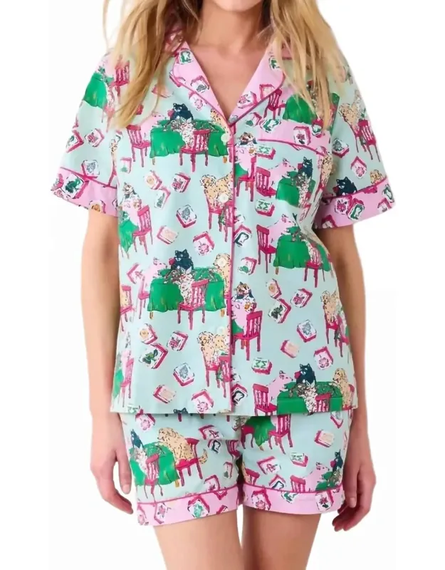 Mahjong Menagerie Short Pajama Set