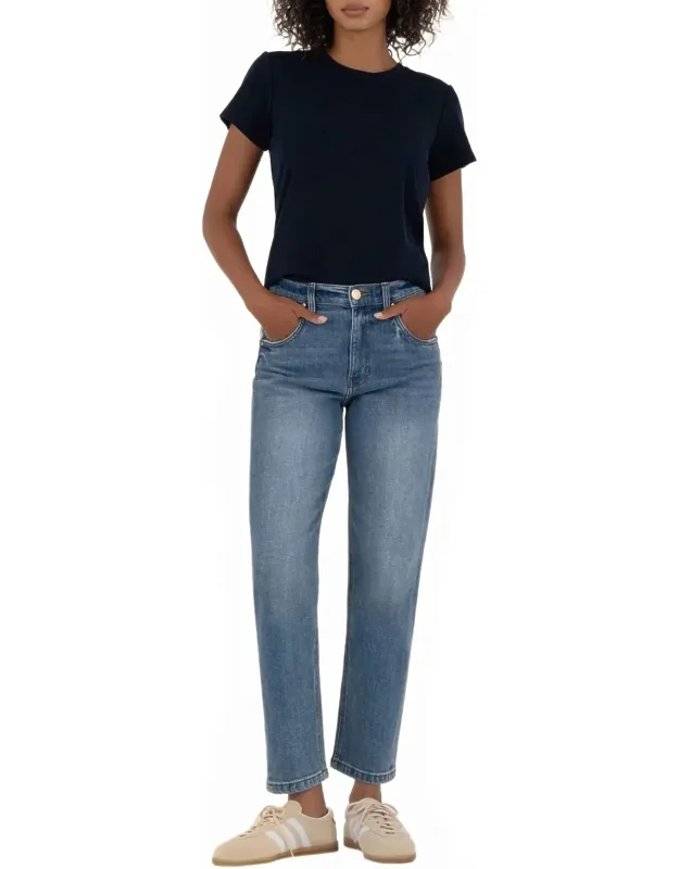 High Rise Relaxed Straight Leg Denim Jeans
