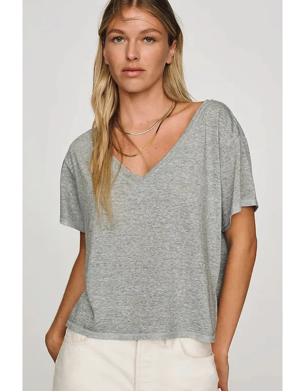 V-neck Cotton Blend T-shirt