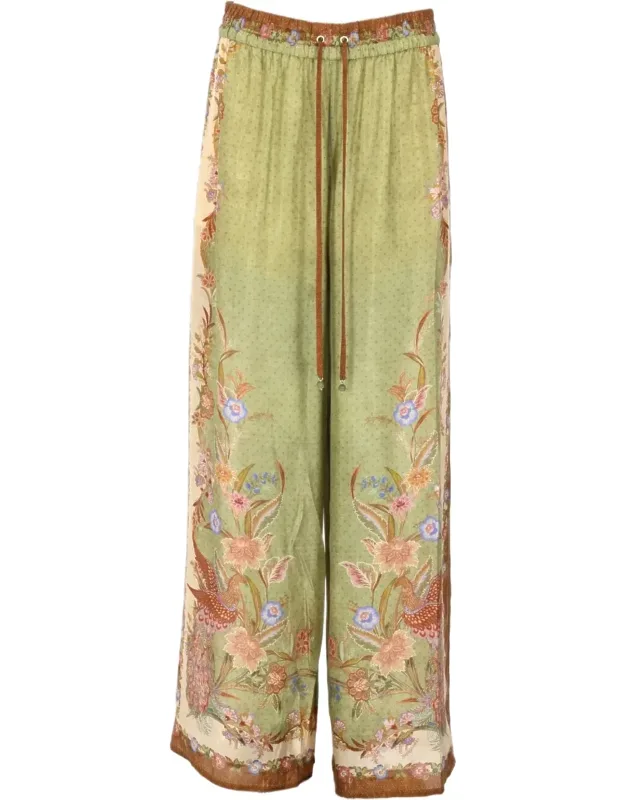 Wide-leg Silk Pants