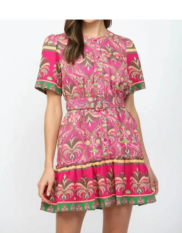 Botanical Border Button Down Mini Dress
