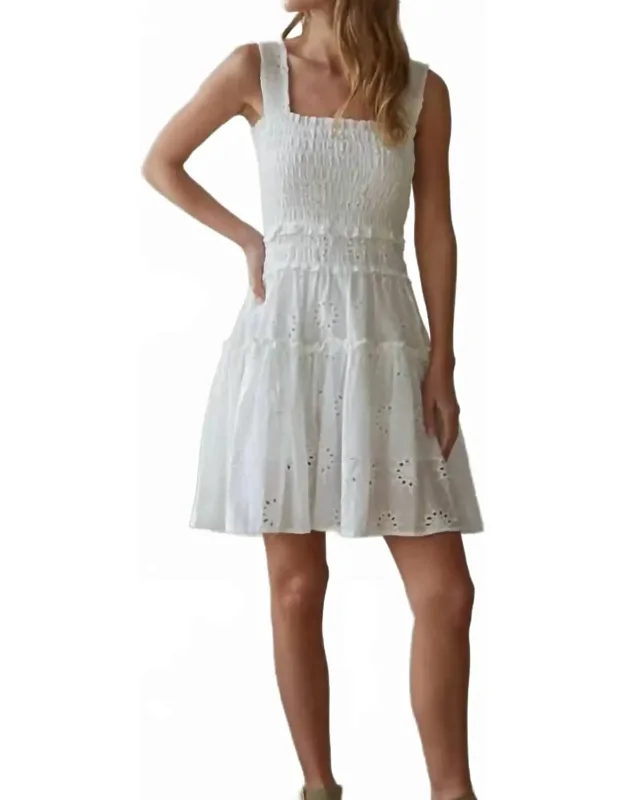 Woven Cotton Eyelet Mini Dress