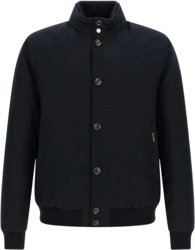 Sophisticated Bomber Jacket With High Collar And Subtle Branding