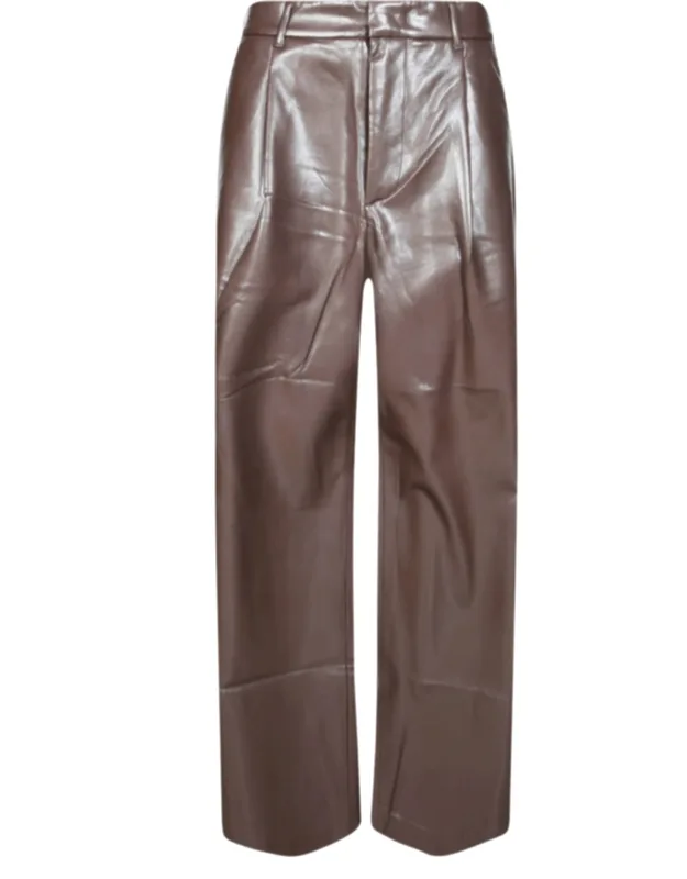 Boyfriend Faux-leather Straight-leg Pants
