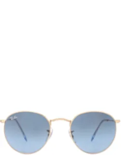 Round Metal Blue Gradient Sunglasses