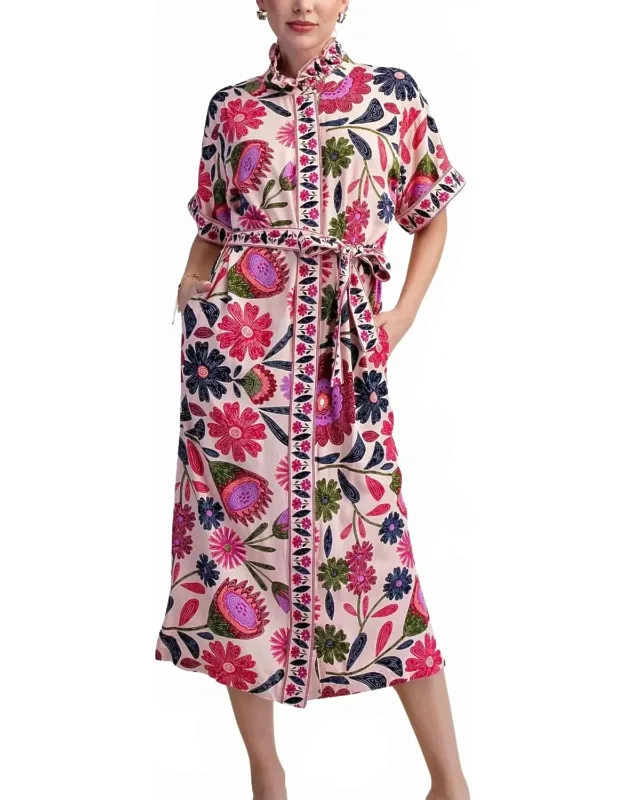 Floral Belted Midi Dress