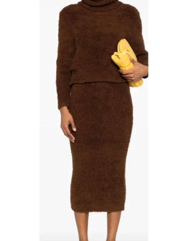 Fluffy Knit Midi Skirt