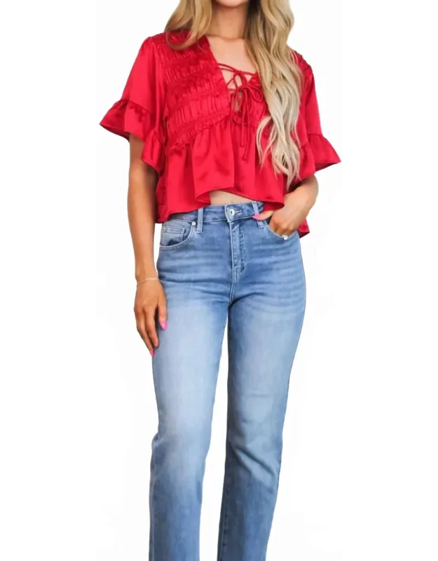 Miraz Satin Ruffle Top
