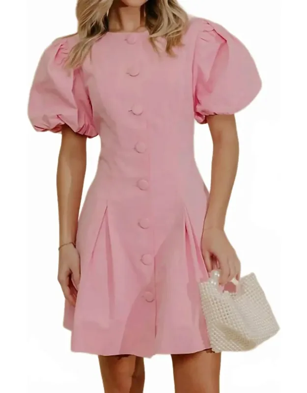 Puff Sleeve Button Down Mini Dress