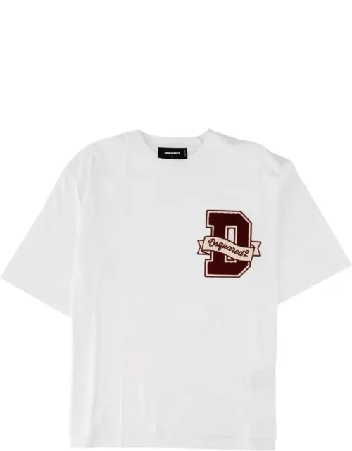 Short-sleeve Patch Cotton T-shirt