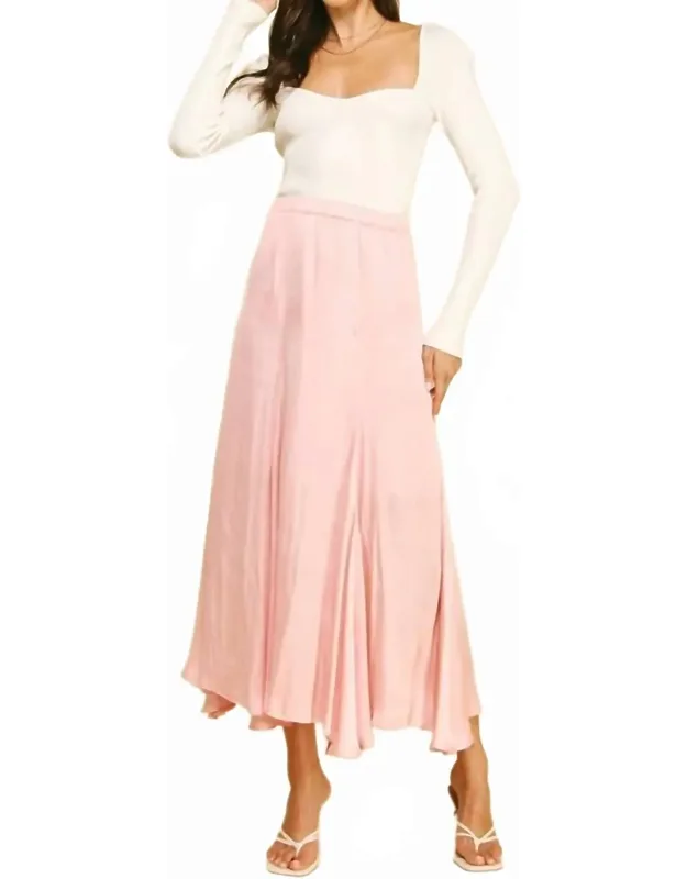 Woven Satin Midi Skirt