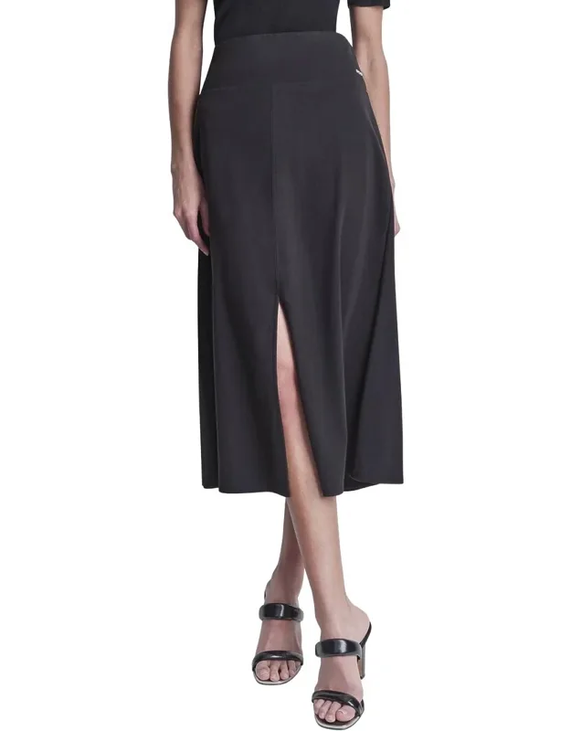 Pique Mini Logo Emblem Slit Skirt