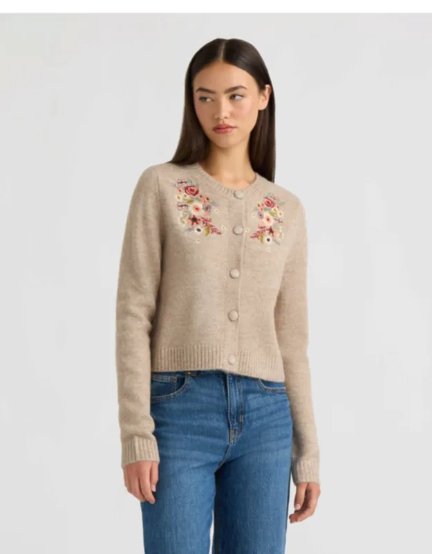 Cardigan With Placement Embroidery